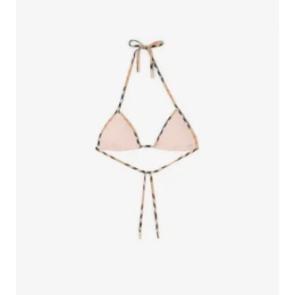 Top de bikini cu bordură în carouri