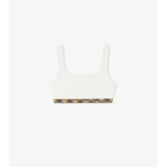 Top de bikini cu bordură în carouri