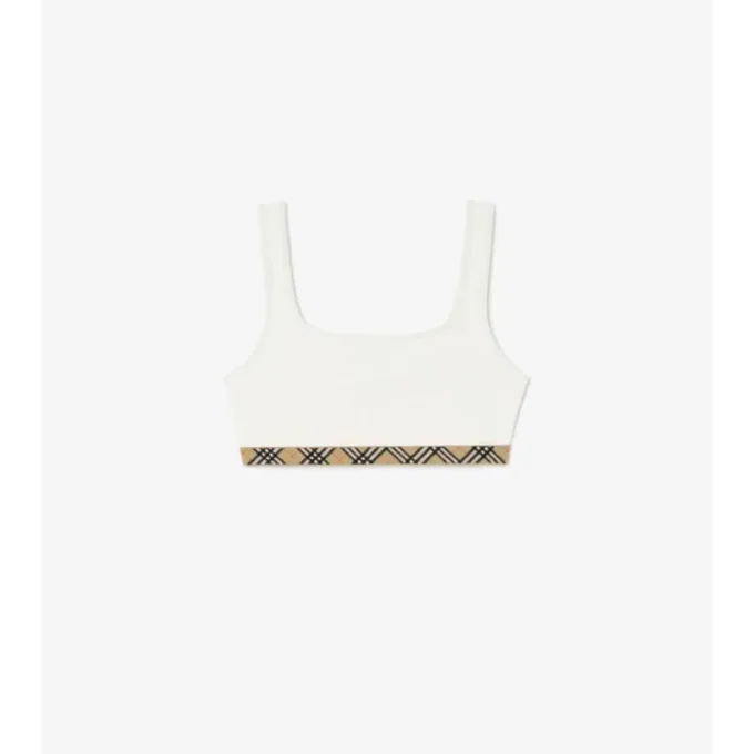 Top de bikini cu bordură în carouri