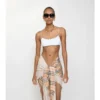 Top de bikini cu bordură în carouri Top de bikini cu bordură în carouri