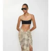 Top de bikini cu bordură în carouri Top de bikini cu bordură în carouri