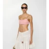 Top de bikini cu bordură în carouri Top de bikini cu bordură în carouri