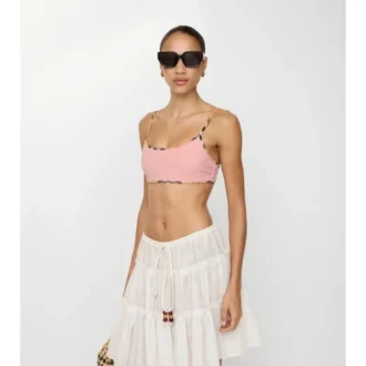 Top de bikini cu bordură în carouri