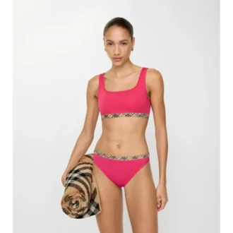 Top de bikini cu bordură în carouri