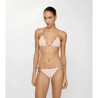 Top de bikini cu bordură în carouri