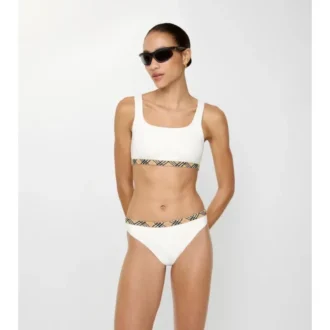 Top de bikini cu bordură în carouri