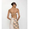 Top de bikini cu bordură în carouri Top de bikini cu bordură în carouri