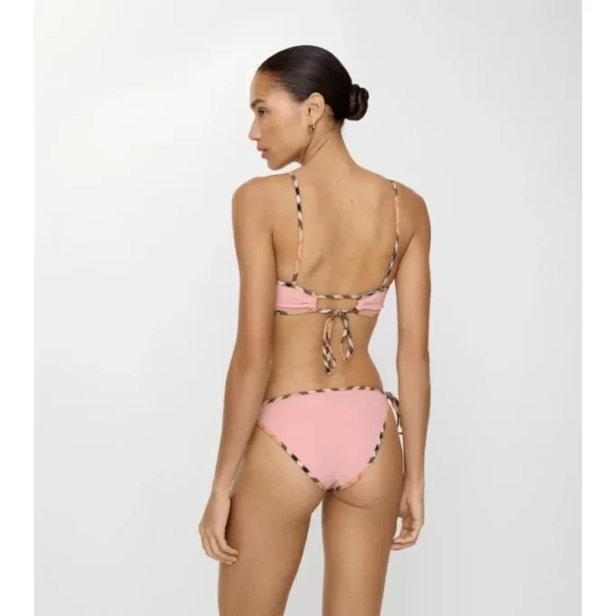 Top de bikini cu bordură în carouri Top de bikini cu bordură în carouri