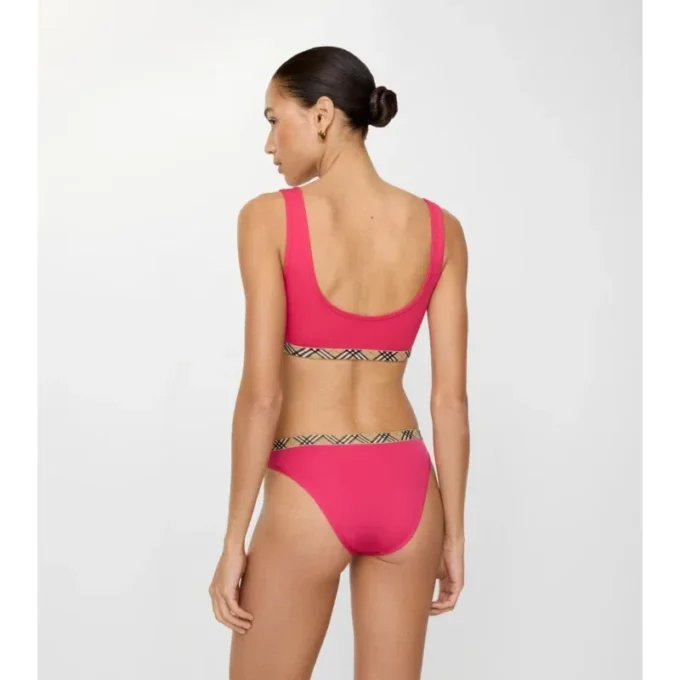 Top de bikini cu bordură în carouri Top de bikini cu bordură în carouri