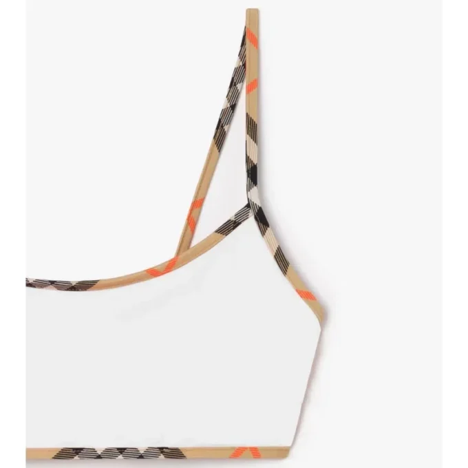 Top de bikini cu bordură în carouri Top de bikini cu bordură în carouri