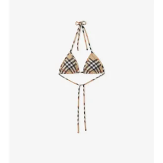 Top de bikini cu imprimeu în carouri