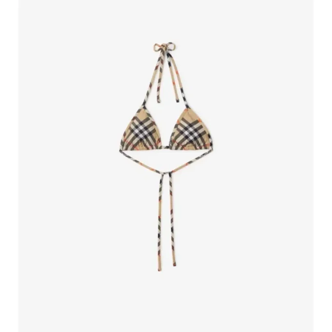 Top de bikini cu imprimeu în carouri Top de bikini cu imprimeu în carouri