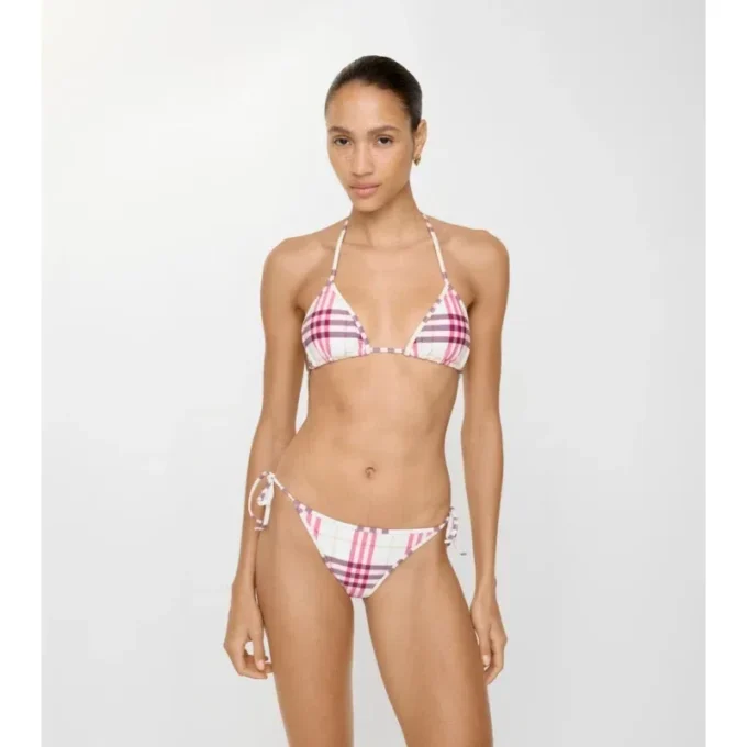 Top de bikini cu imprimeu în carouri Top de bikini cu imprimeu în carouri
