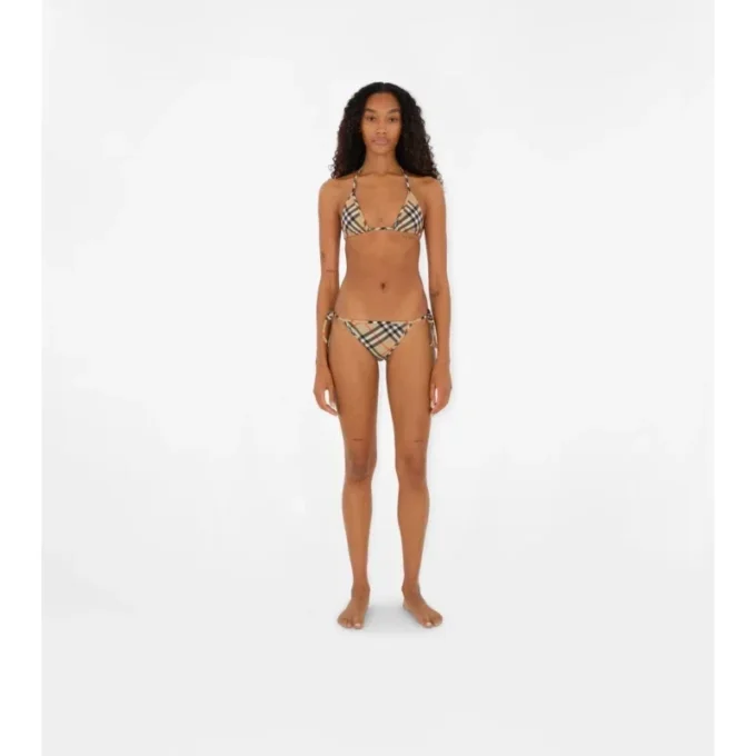 Top de bikini cu imprimeu în carouri Top de bikini cu imprimeu în carouri