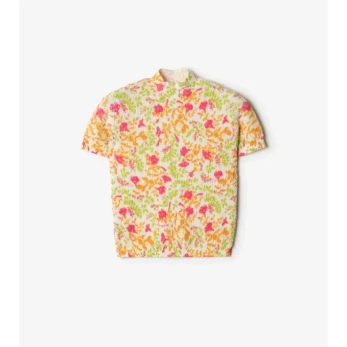 Top din amestec de bumbac cu imprimeu floral Top din amestec de bumbac cu imprimeu floral