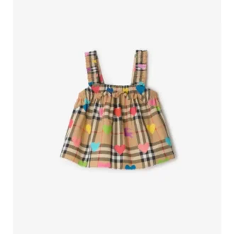 Top din bumbac cu imprimeu Heart Check Top din bumbac cu imprimeu Heart Check