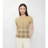 Top din bumbac elastic cu imprimeu în carouri degradé Top din bumbac elastic cu imprimeu în carouri degradé