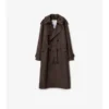 Trench Coat din bumbac și mătase cu guler lung în carouri Trench Coat din bumbac și mătase cu guler lung în carouri