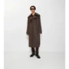 Trench Coat din bumbac și mătase cu guler lung în carouri Trench Coat din bumbac și mătase cu guler lung în carouri