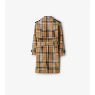 Trench Coat din bumbac twill cu imprimeu în carouri