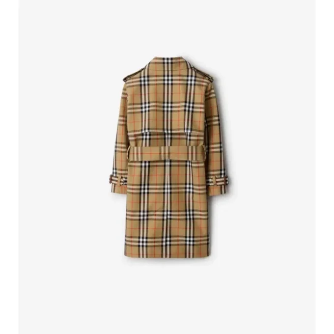 Trench Coat din bumbac twill cu imprimeu în carouri Trench Coat din bumbac twill cu imprimeu în carouri