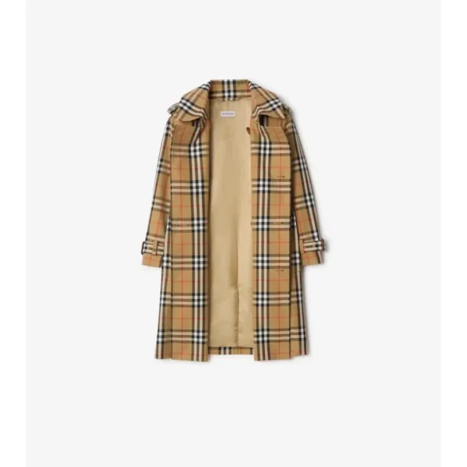 Trench Coat din bumbac twill cu imprimeu în carouri Trench Coat din bumbac twill cu imprimeu în carouri