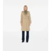 Trench Coat din gabardină cu guler în carouri Trench Coat din gabardină cu guler în carouri