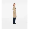 Trench Coat din gabardină cu guler în carouri Trench Coat din gabardină cu guler în carouri