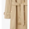 Trench Coat din gabardină cu guler în carouri Trench Coat din gabardină cu guler în carouri