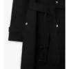 Trench Coat din gabardină cu guler în carouri Trench Coat din gabardină cu guler în carouri