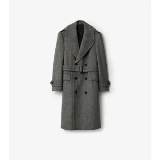 Trench Coat din lână cu model în zig-zag