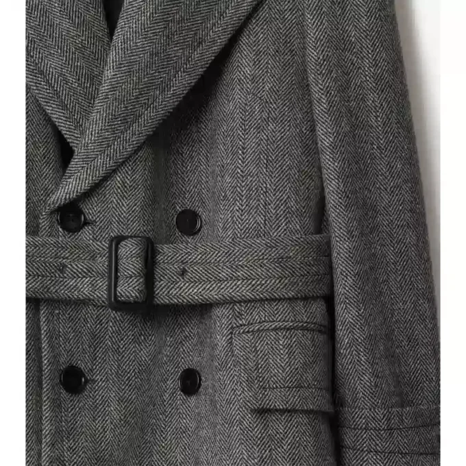 Trench Coat din lână cu model în zig-zag Trench Coat din lână cu model în zig-zag