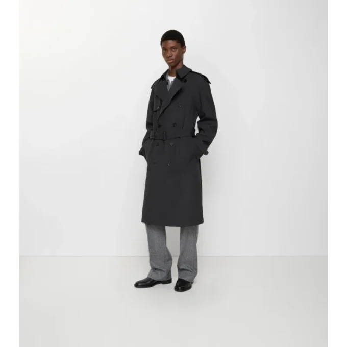 Trench Coat din lână elastică laminată