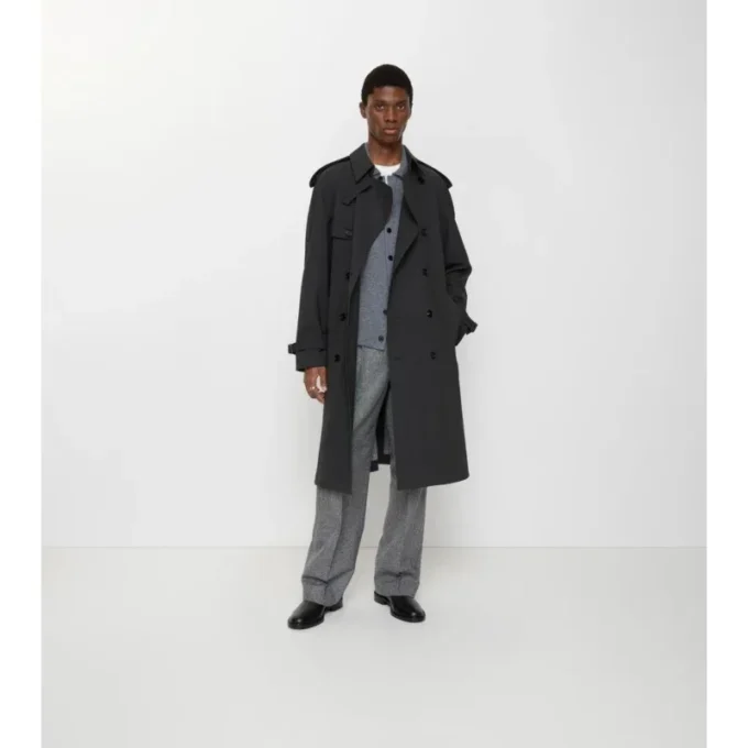 Trench Coat din lână elastică laminată