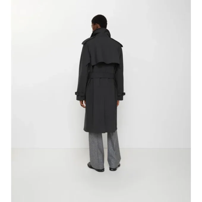 Trench Coat din lână elastică laminată