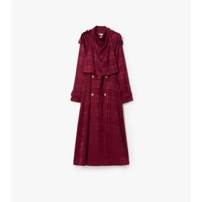 Trench Coat din mătase cu imprimeu în carouri