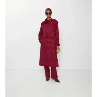 Trench Coat din mătase cu imprimeu în carouri