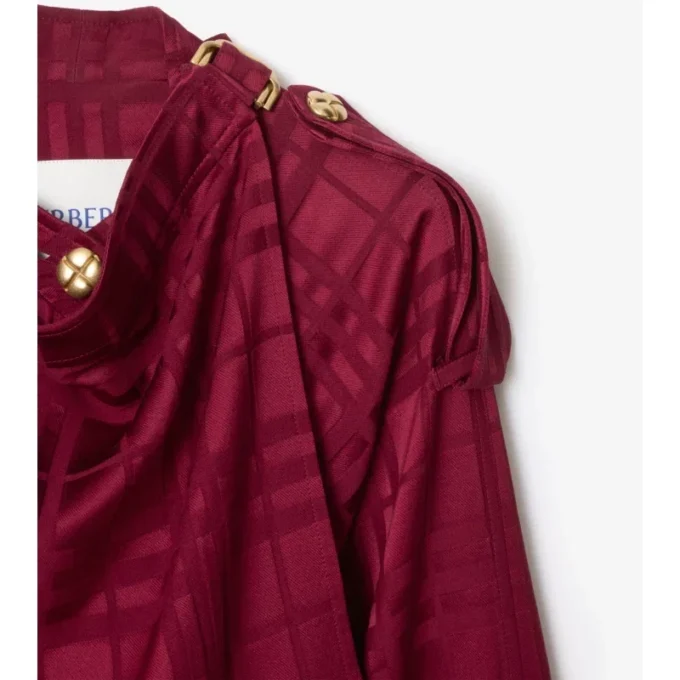 Trench Coat din mătase cu imprimeu în carouri