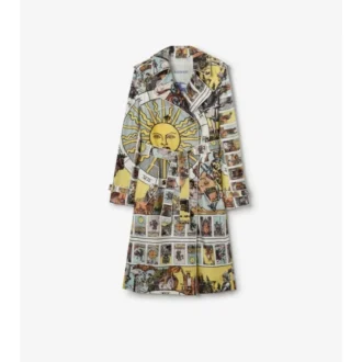 Trench Coat din mătase cu imprimeu Tarot