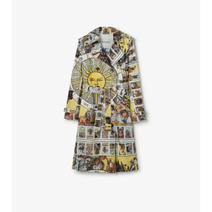 Trench Coat din mătase cu imprimeu Tarot