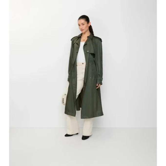 Trench Coat din nailon cu glugă
