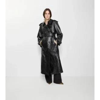 Trench Coat din piele embosată