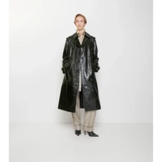 Trench Coat din piele embosată