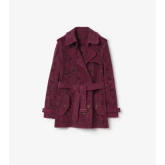 Trench Coat Foxfield din piele de căprioară cu imprimeu Paisley