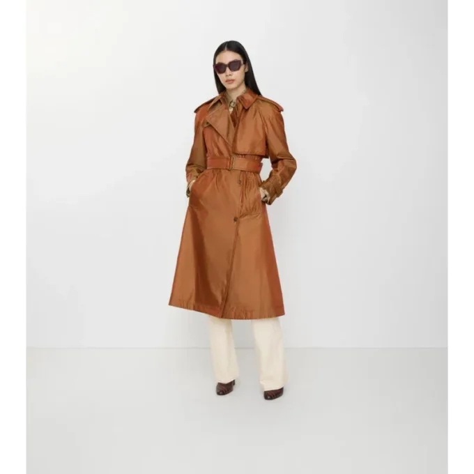 Trench Coat lung din amestec de nailon