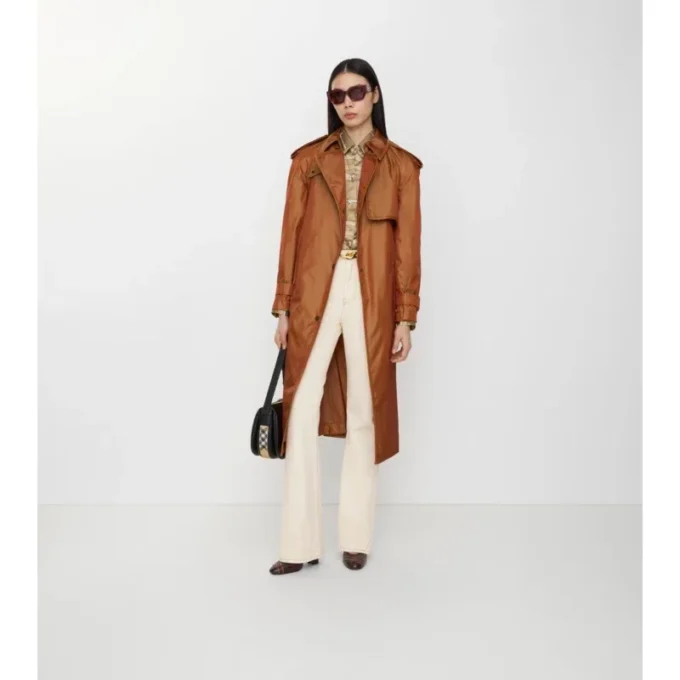 Trench Coat lung din amestec de nailon