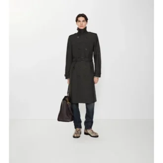 Trench Coat lung Foxfield din amestec de nailon cu imprimeu geometric