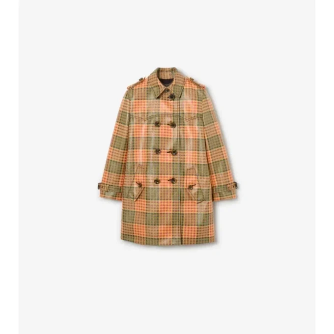 Trench Coat Summerside cu efect de rafie, acoperit cu imprimeu în carouri