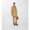 Trench Coat Summerside cu efect de rafie, acoperit cu imprimeu în carouri