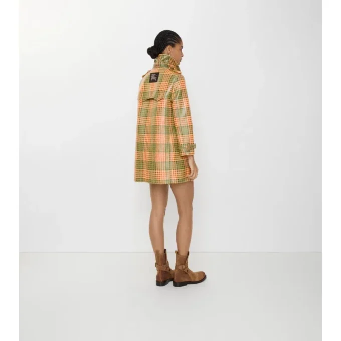 Trench Coat Summerside cu efect de rafie, acoperit cu imprimeu în carouri